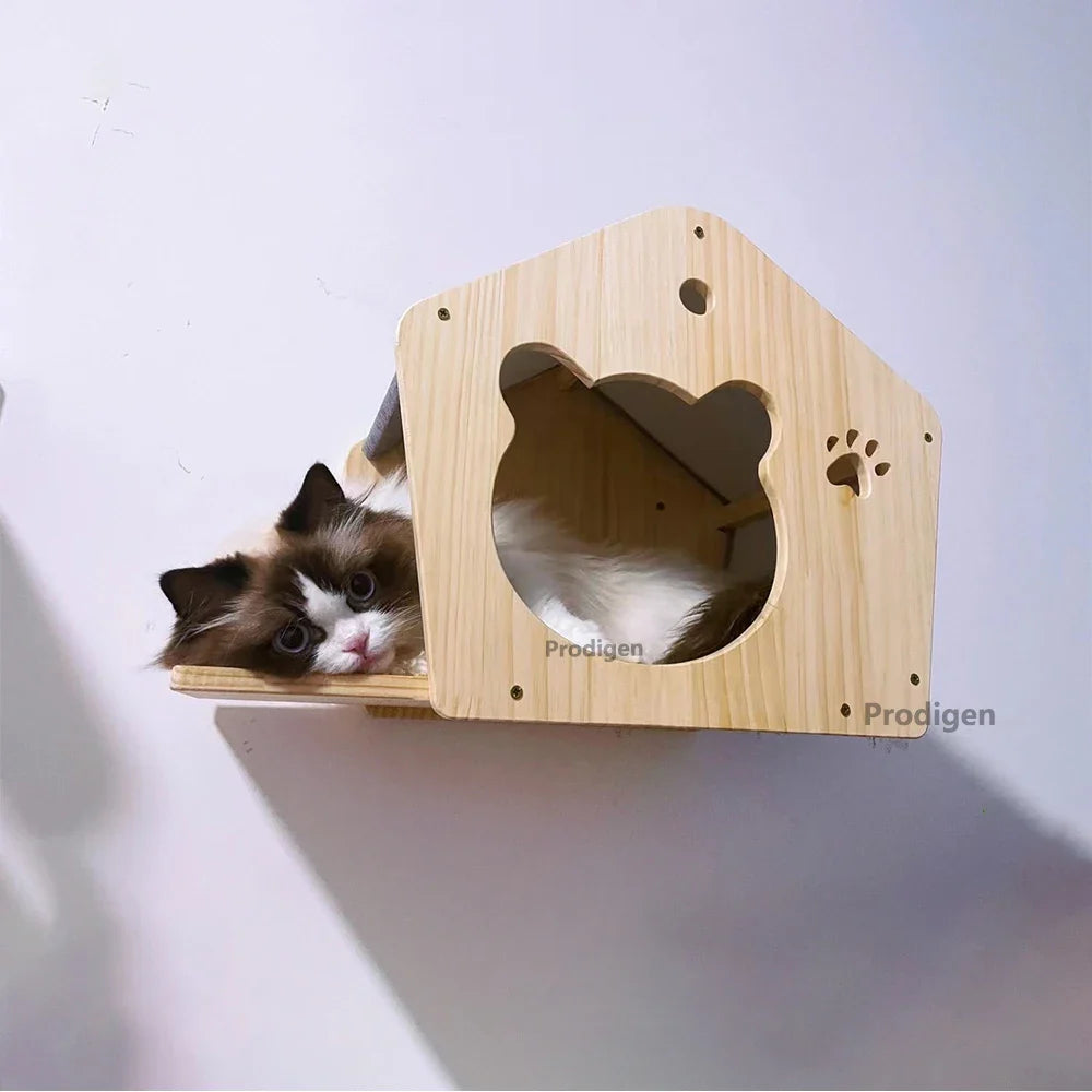 MaisonPerchée: Maison en bois murale pour chat