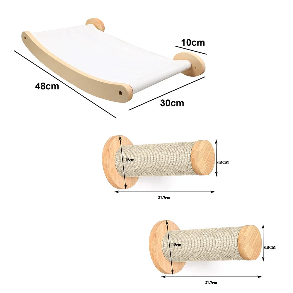 NovaCat Arbre a chat Mural en Bois - Escalier de chat