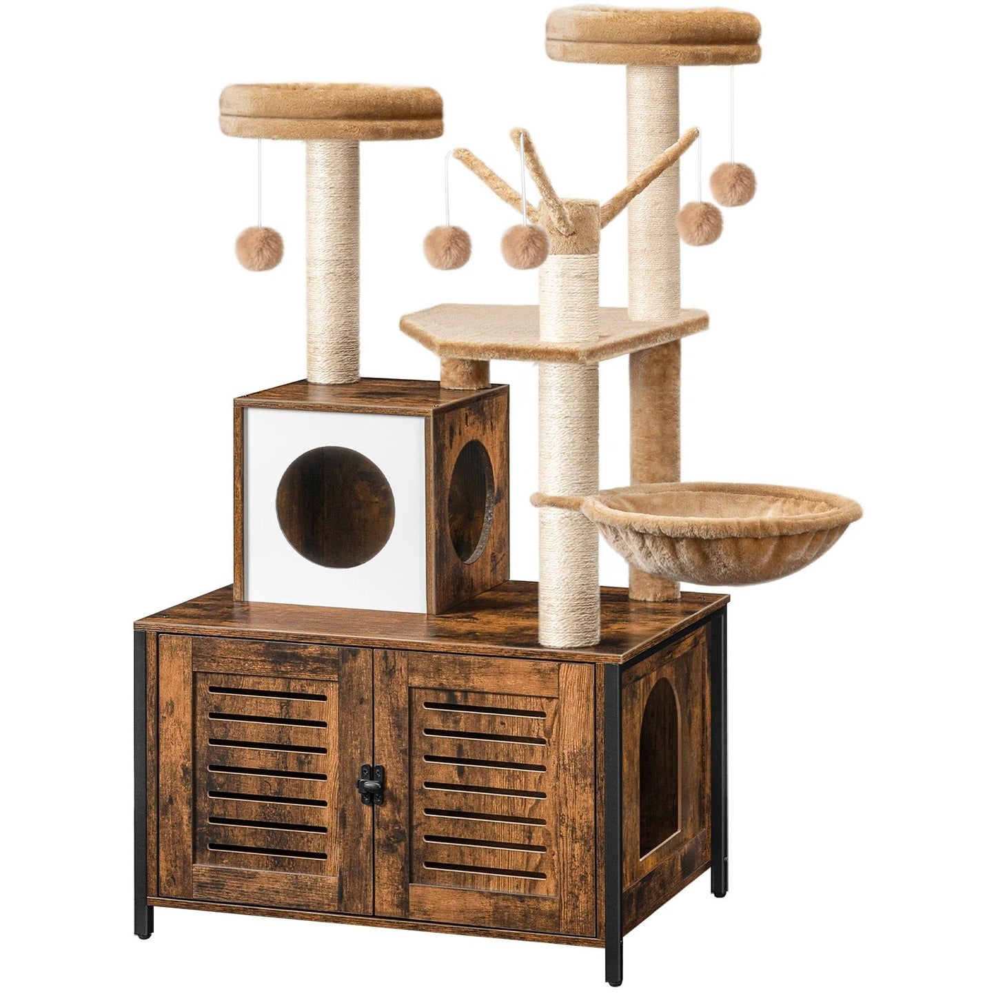 Arbre à Chat Bois design avec Bac à Litière - LuxeNest