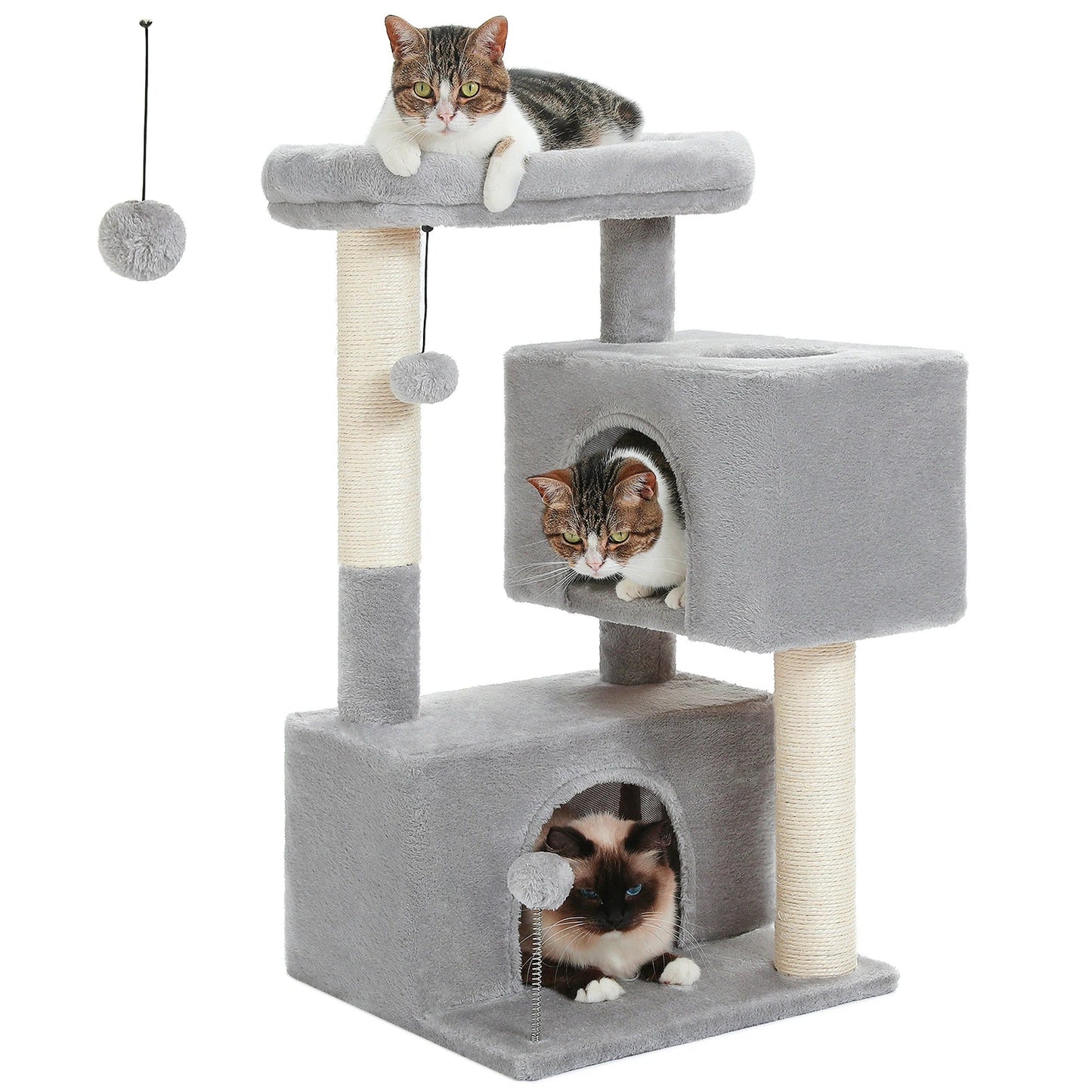 Arbre a chat beige/gris doux avec nid perché – BrandX