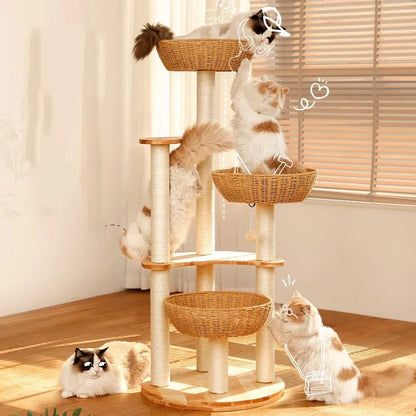 SkyNest Arbre a chat Design Bois Massif