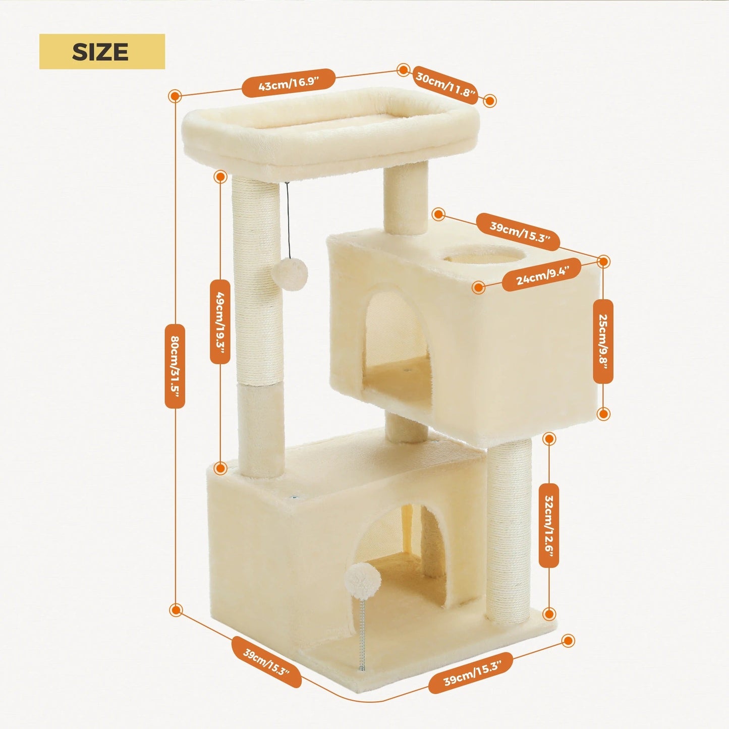 Arbre a chat beige/gris doux avec nid perché – BrandX
