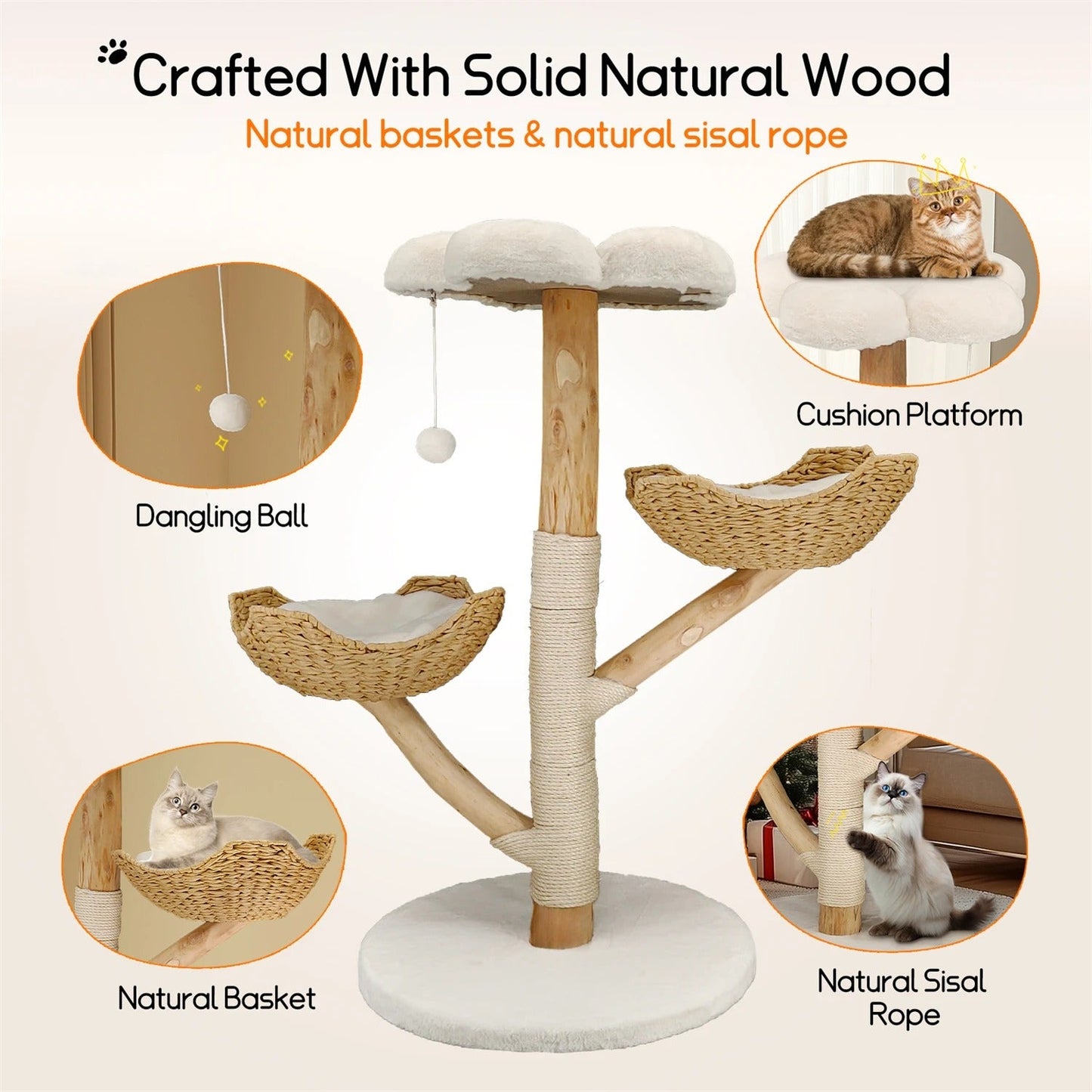 Arbre a chat Design Bois Massif - SkyNest Mini