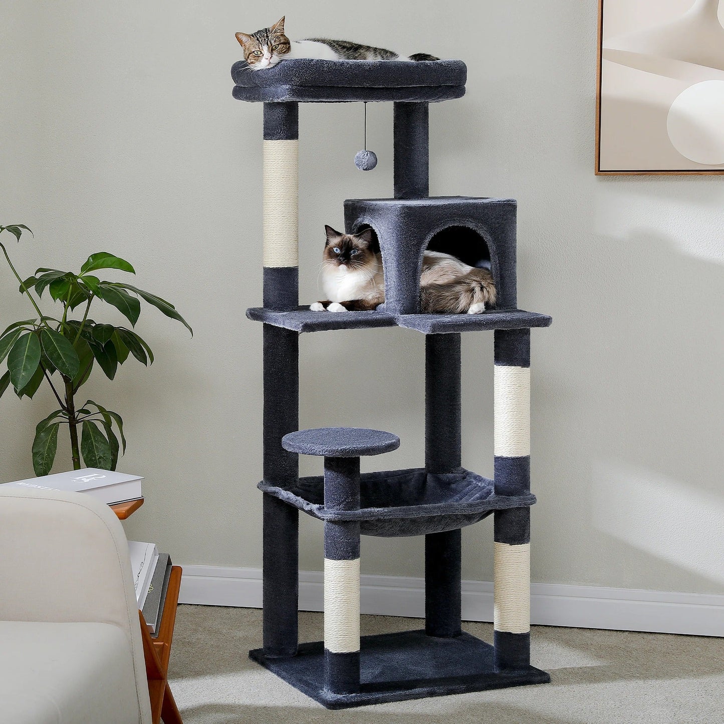 MajesticTower: Arbre à chat moderne avec condo et perchoir