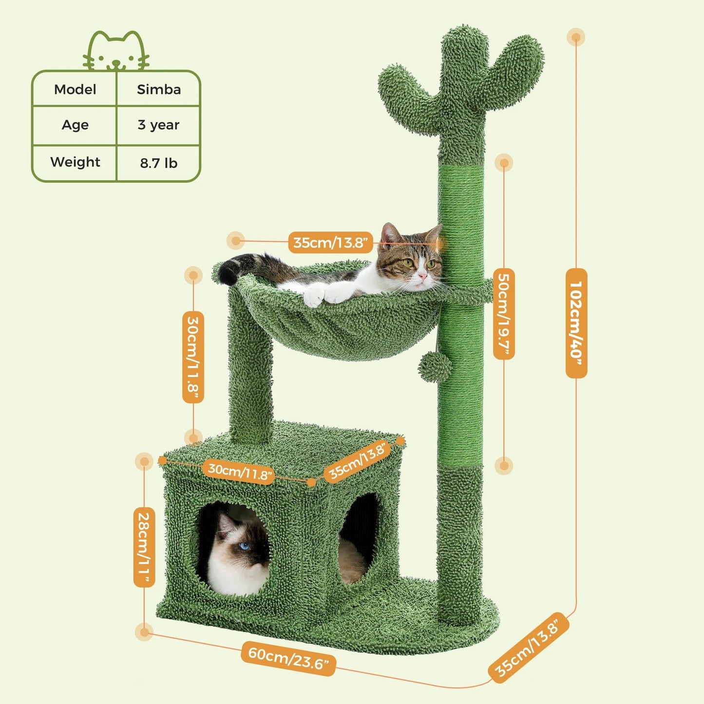 Arbre a chat PurrCactus Cactus Vert