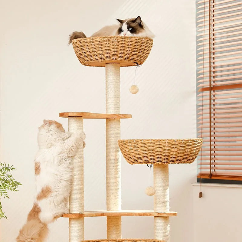 SkyNest Arbre a chat Design Bois Massif