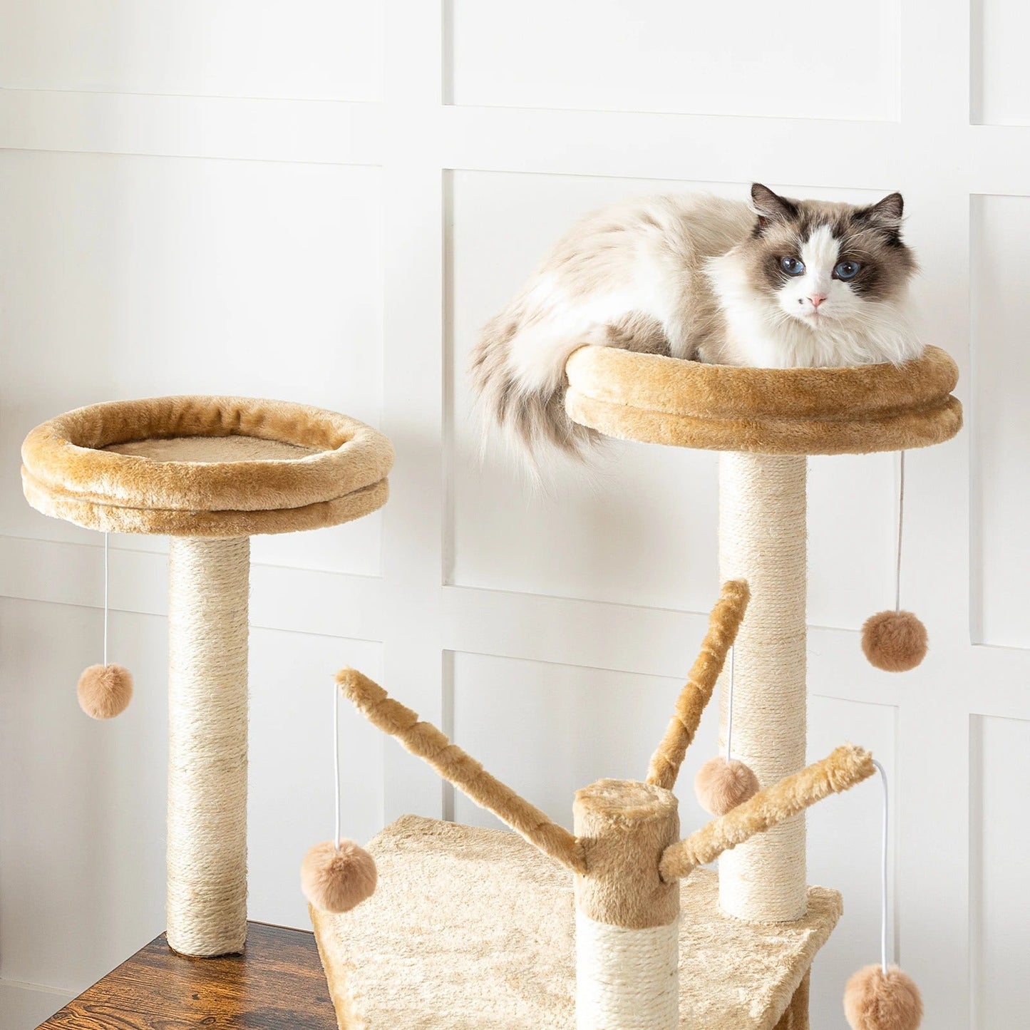 Arbre à Chat Bois design avec Bac à Litière - LuxeNest