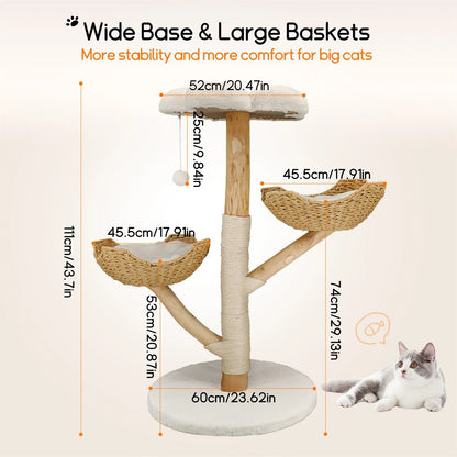 Arbre a chat Design Bois Massif - SkyNest Mini