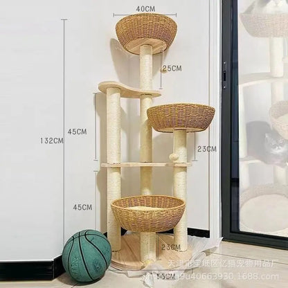 SkyNest Arbre a chat Design Bois Massif